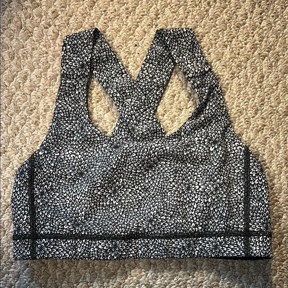 Lululemon Black and White Floral Sports Bra